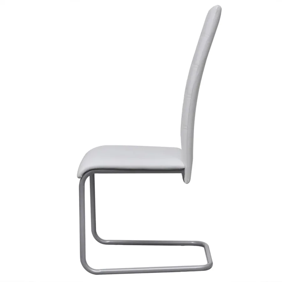 Chaises à manger cantilever lot de 4 blanc similicuir - 4