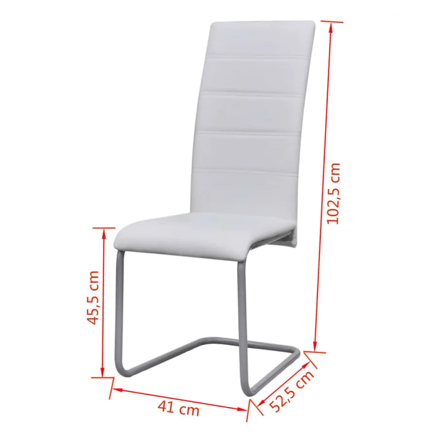 Chaises à manger cantilever lot de 4 blanc similicuir - 8