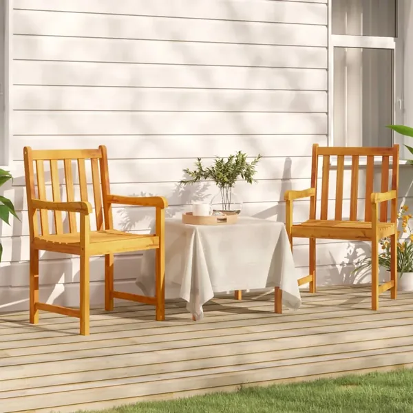 Chaises de jardin 2 pcs Naturel Bois d'Acacia Massif