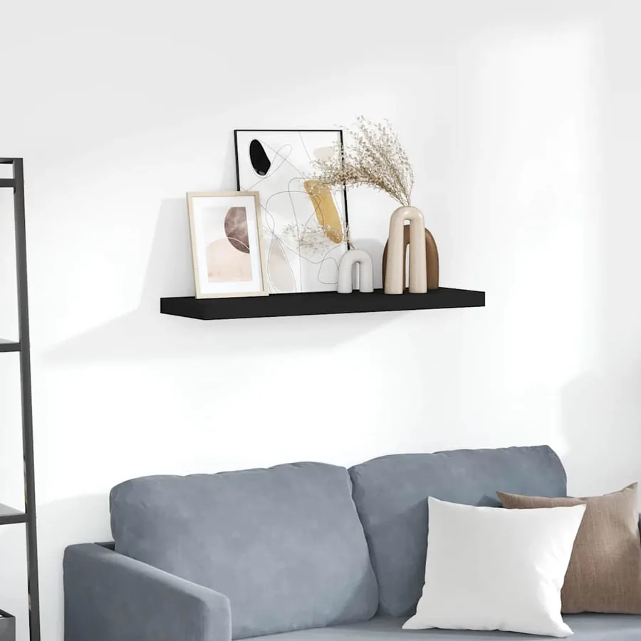 Étagère flottante murale noir 80x23,5x3,8 cm MDF