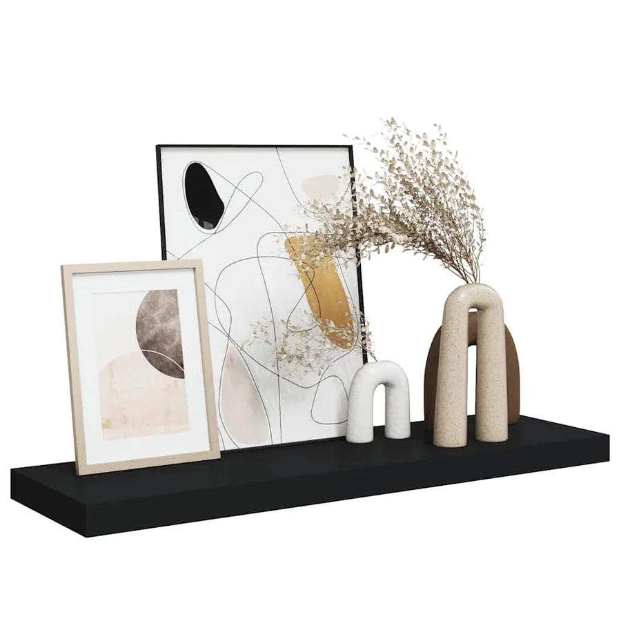 Étagère flottante murale noir 80x23,5x3,8 cm MDF - 5