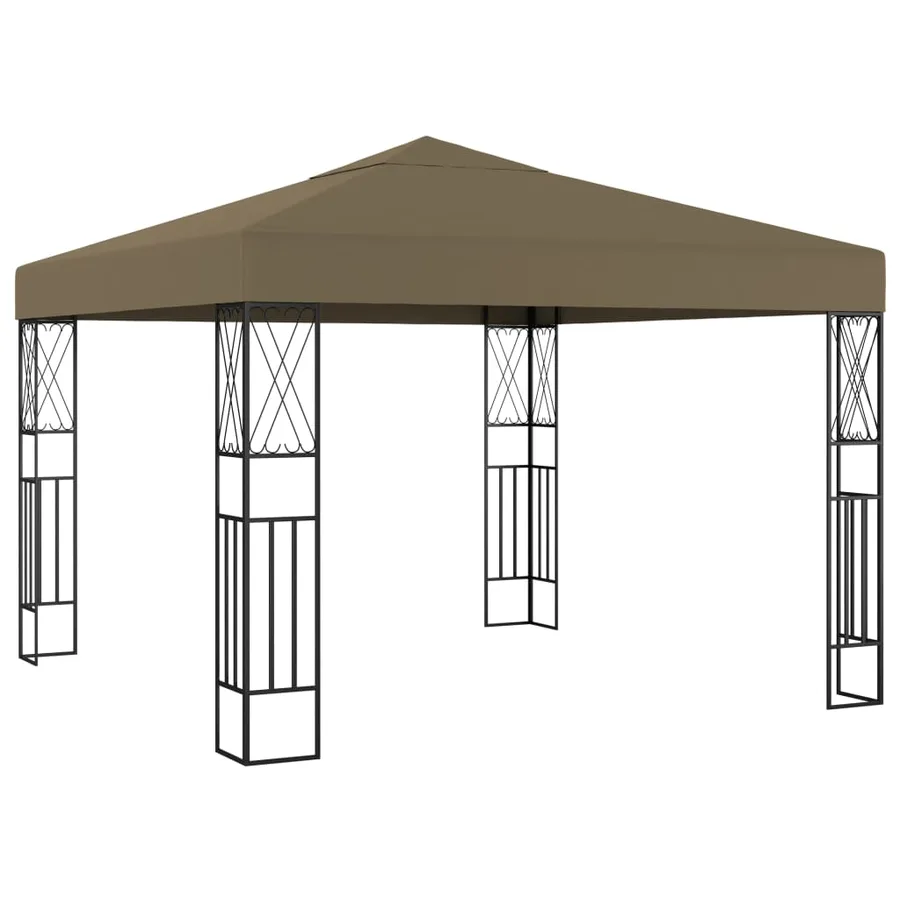 Tonnelle avec guirlande lumineuse à LED 3x3 m Taupe Tissu - 3