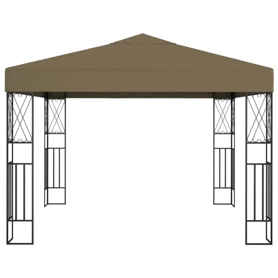 Tonnelle avec guirlande lumineuse à LED 3x3 m Taupe Tissu - 4