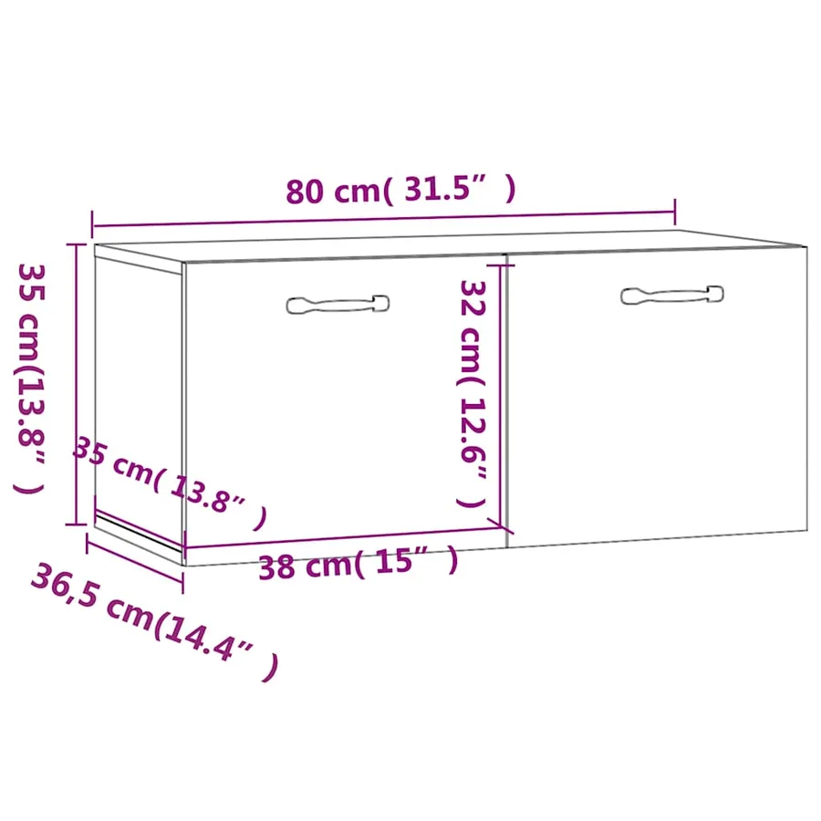 Armoire murale blanc 80x36,5x35 cm bois d'ingénierie - 9