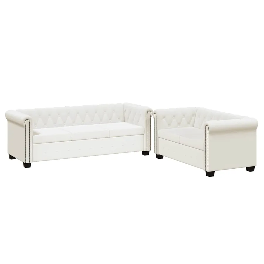 Canapé Chesterfield à 2 places et à 3 places blanc - 2