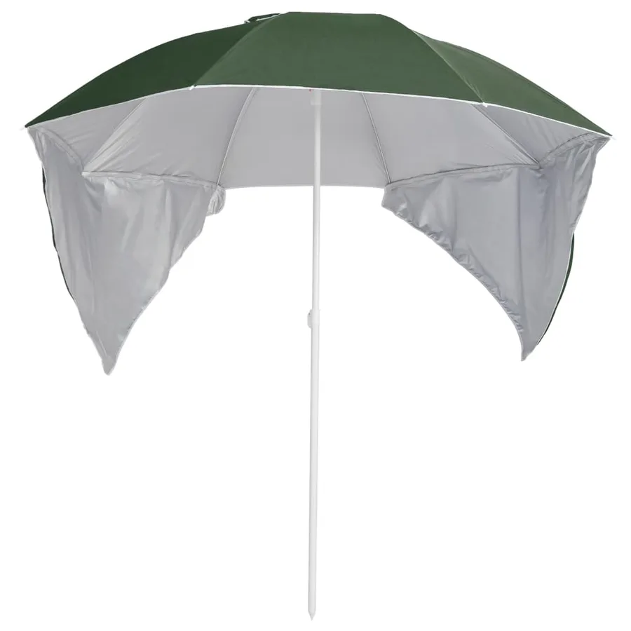 Parasol de plage avec parois latérales vert 215 cm - 2