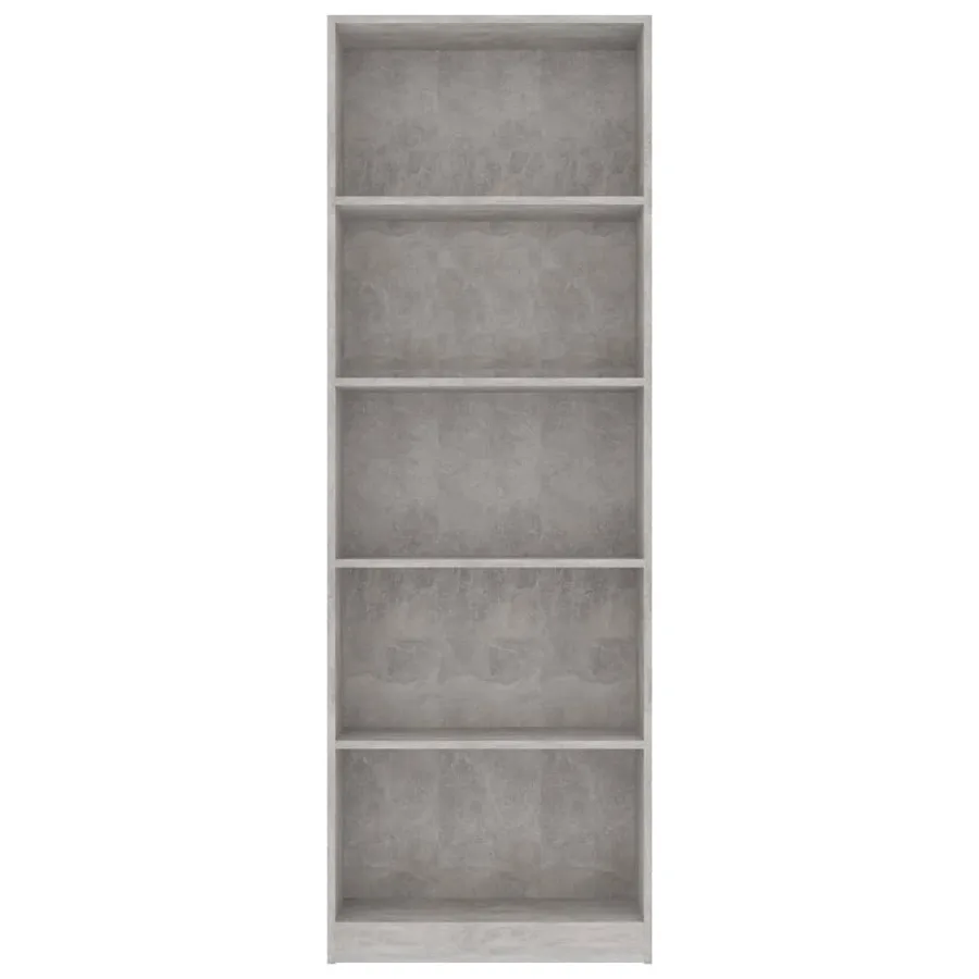 Bibliothèque à 5 niveaux Gris béton 60x24x175cm Bois ingénierie - 4