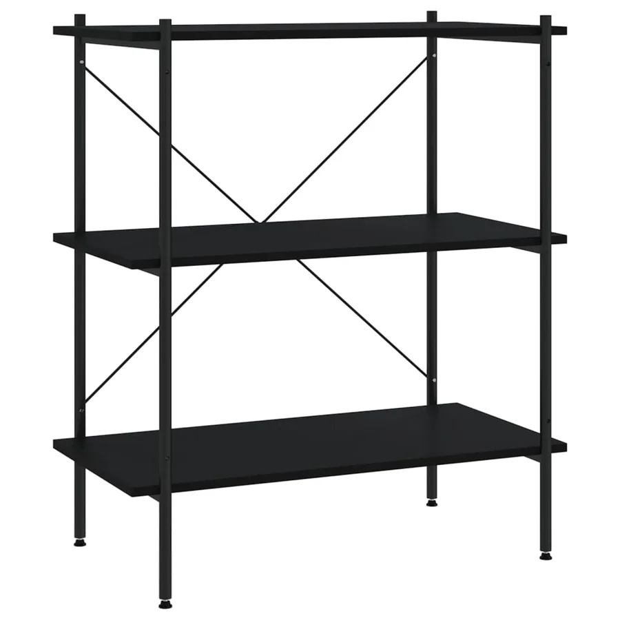 Étagère à 3 niveaux Noir 80x40x92 cm - 2