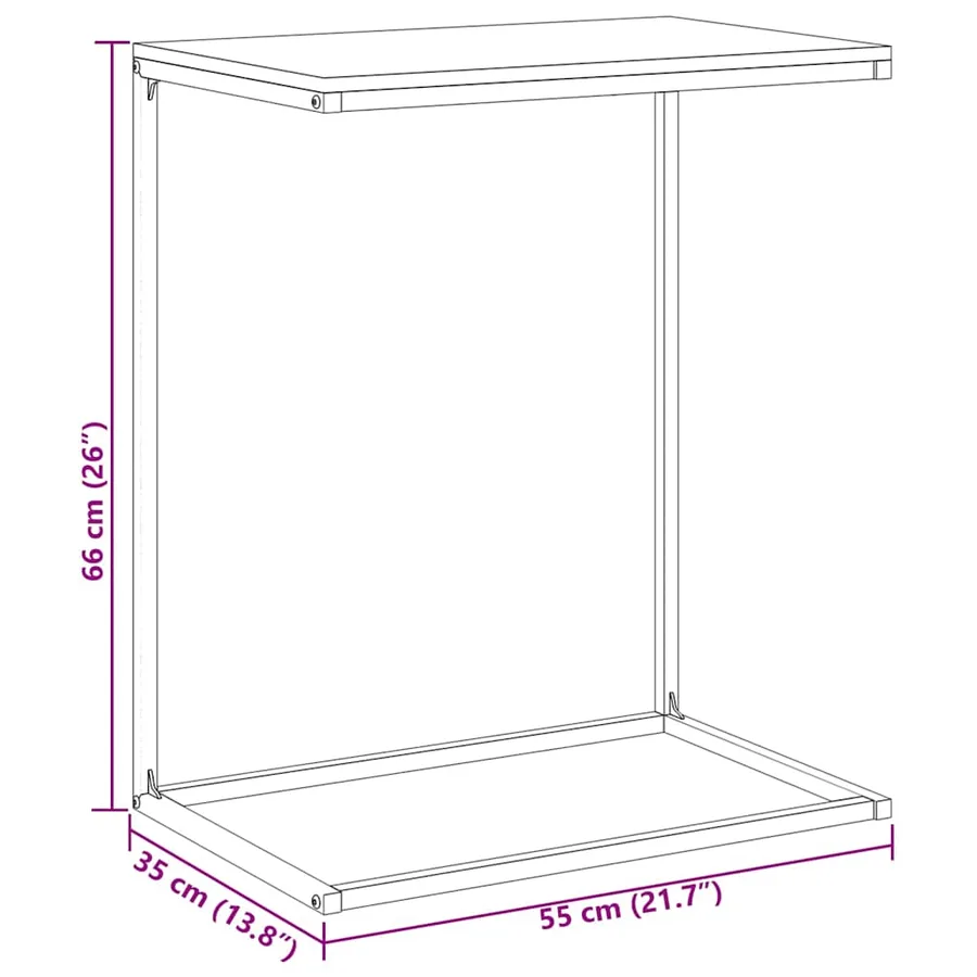 Table d'appoint Noir 55x35x66 cm Bois d'ingénierie - 8