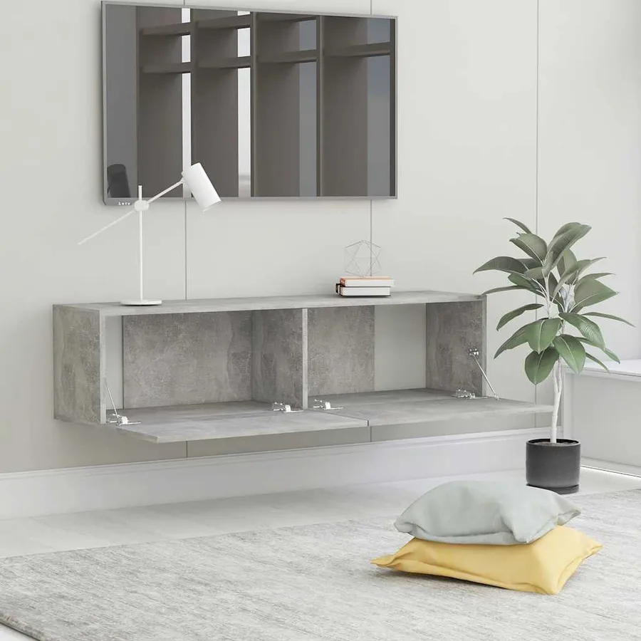 Meuble TV Gris béton 120x30x30 cm Bois d’ingénierie - 4