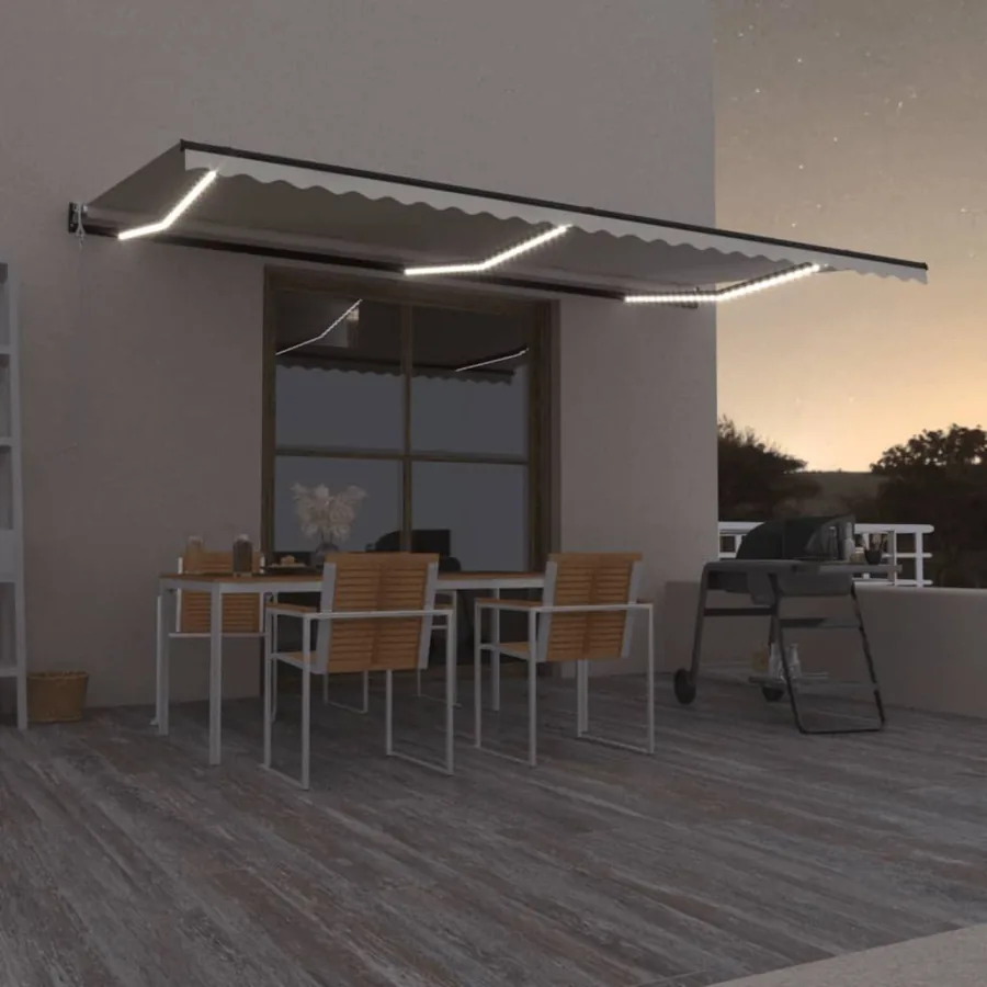 Auvent automatique avec capteur de vent et LED 600x300 cm Crème