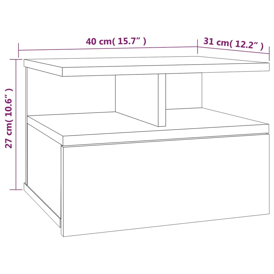 Tables de chevet flottantes 2 pcs Sonoma gris 40x31x27 cm - 8