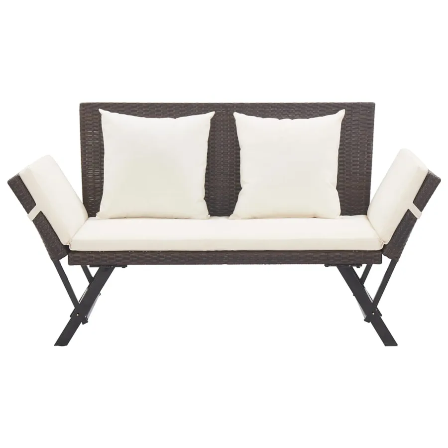 Banc de jardin avec coussins 176 cm Marron Résine tressée - 2