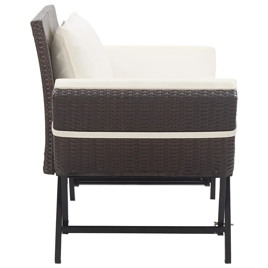 Banc de jardin avec coussins 176 cm Marron Résine tressée - 3