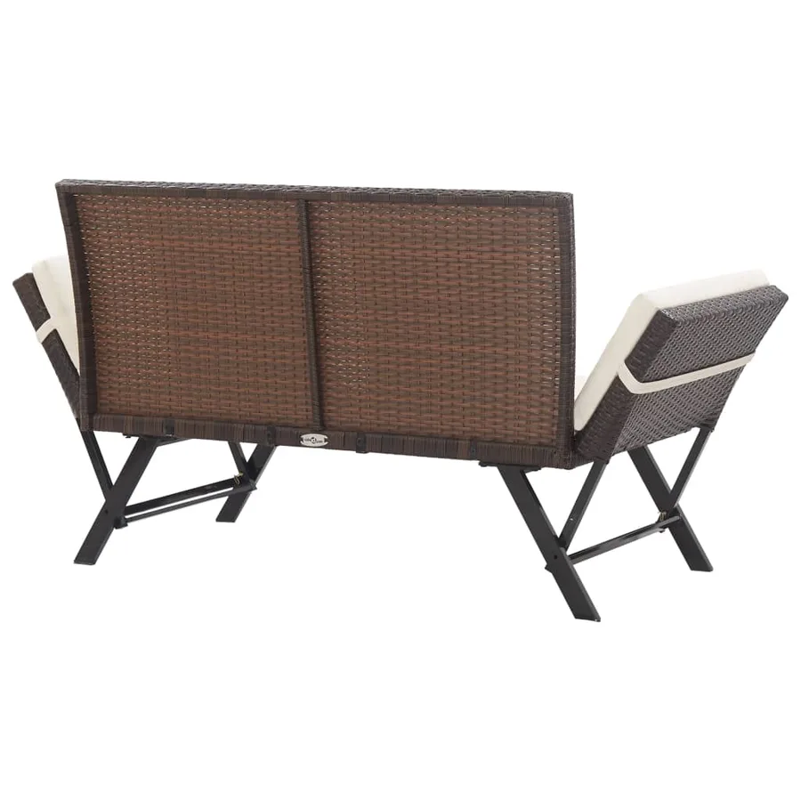 Banc de jardin avec coussins 176 cm Marron Résine tressée - 4