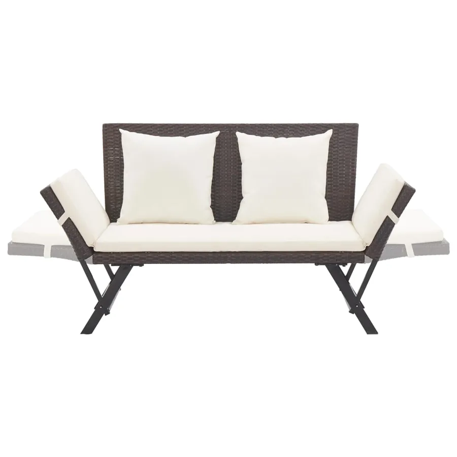 Banc de jardin avec coussins 176 cm Marron Résine tressée - 5