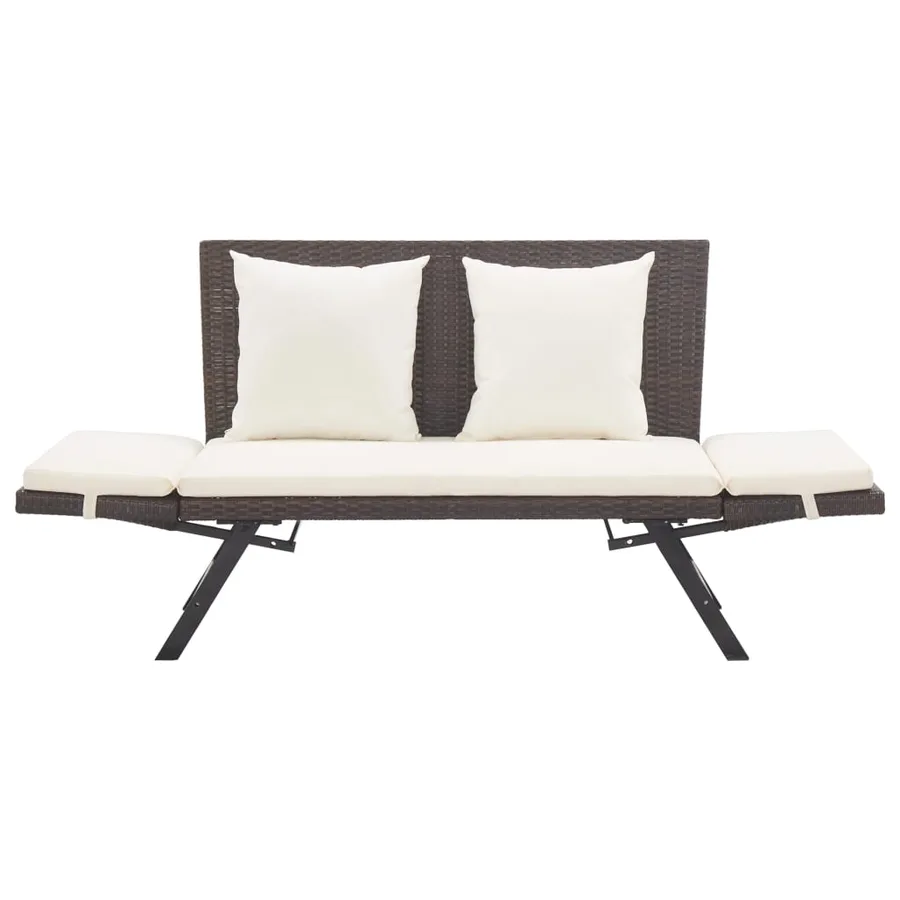 Banc de jardin avec coussins 176 cm Marron Résine tressée - 6
