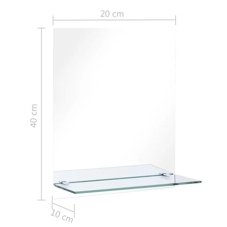Miroir mural avec étagère 20x40 cm Verre trempé - 6