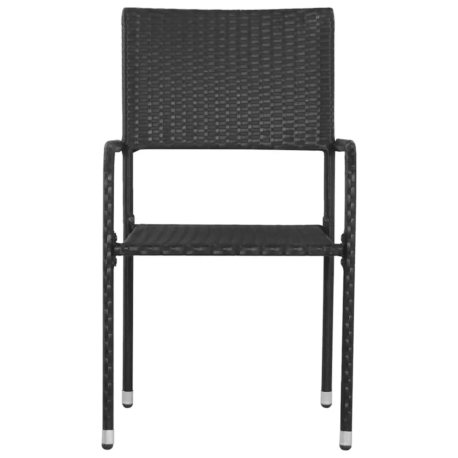 Chaise à dîner de jardin empilable lot de 6 noir résine tressée - 3