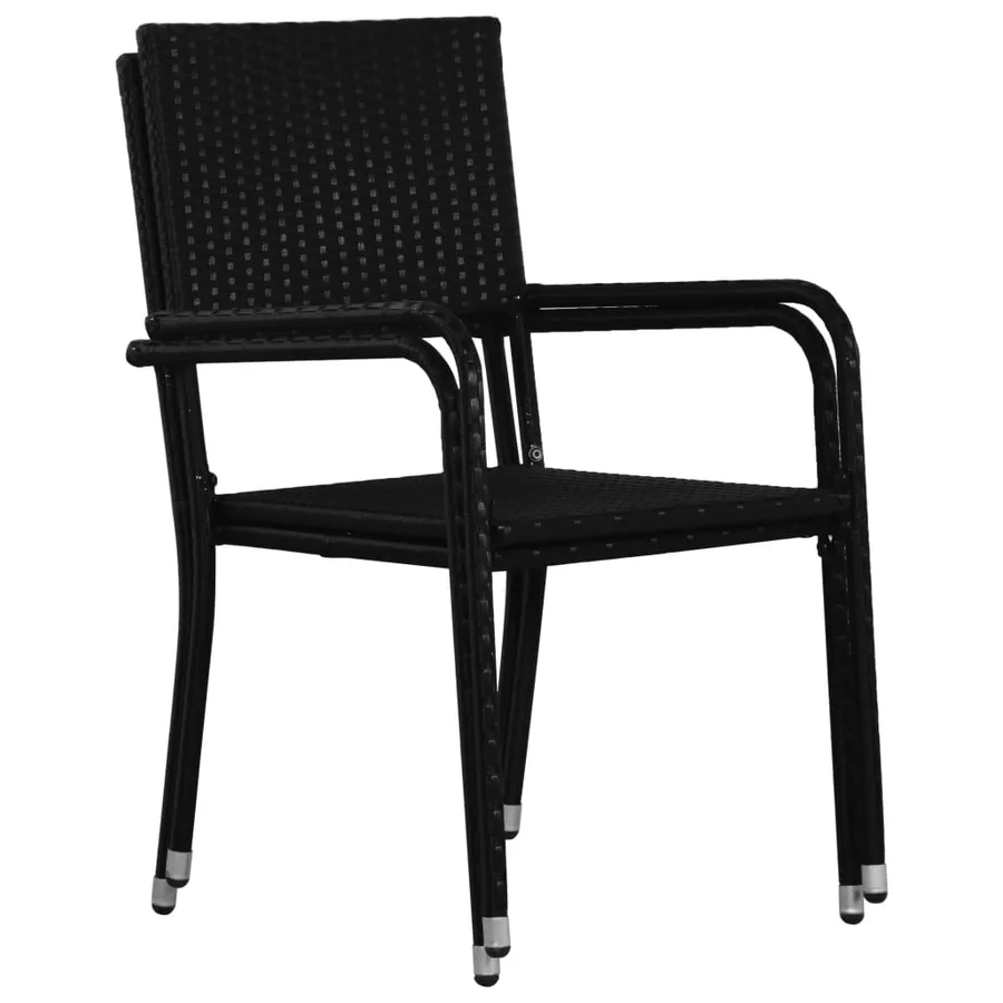 Chaise à dîner de jardin empilable lot de 6 noir résine tressée - 4