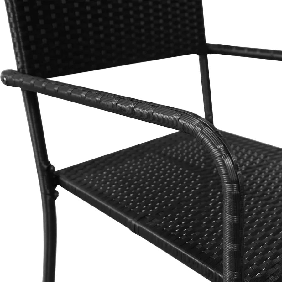 Chaise à dîner de jardin empilable lot de 6 noir résine tressée - 5