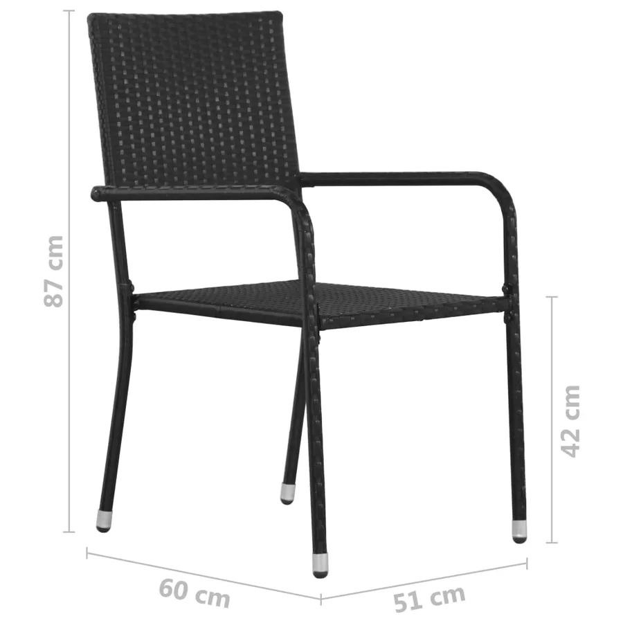 Chaise à dîner de jardin empilable lot de 6 noir résine tressée - 6