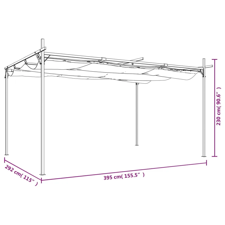 Pergola avec toit rétractable anthracite 395x292x230 cm - 8