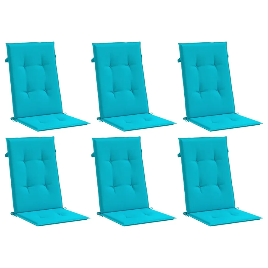 Coussins de chaise à dossier haut lot de 6 turquoise tissu - 3