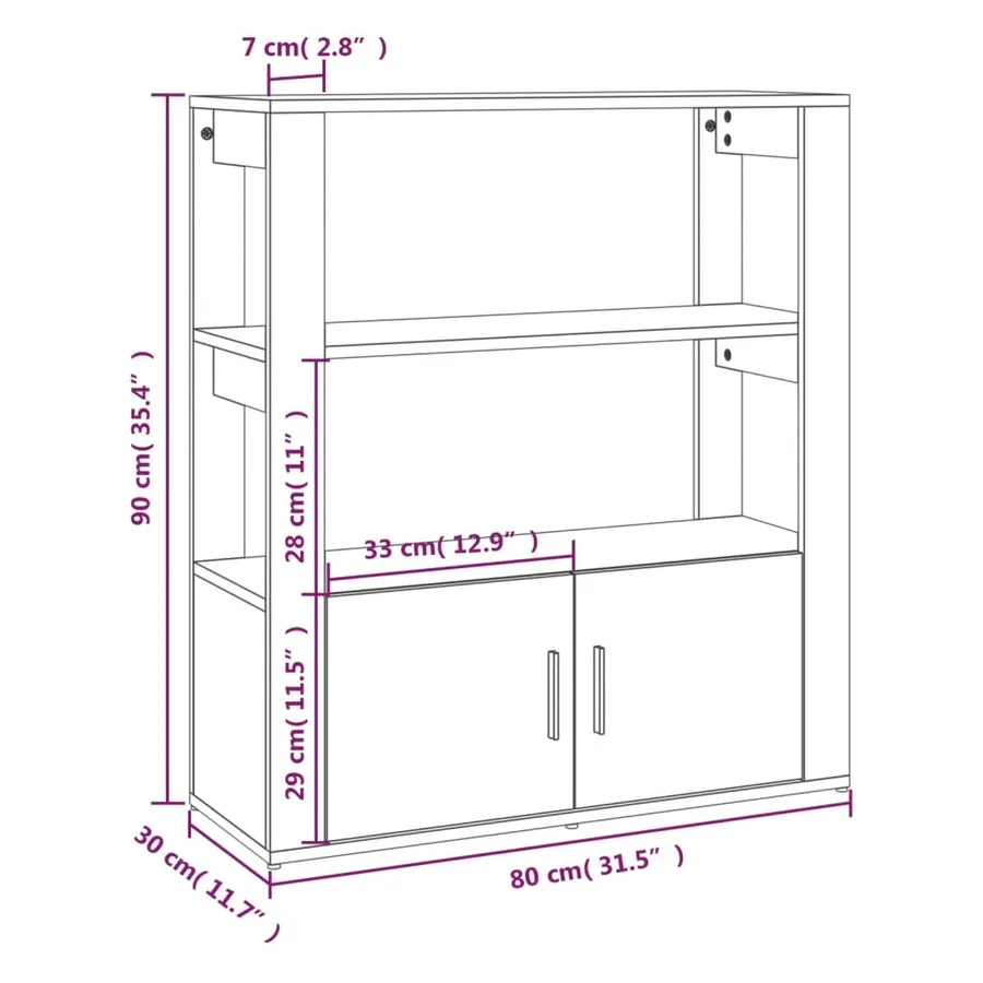 Buffet Gris béton 80x30x90 cm Bois d'ingénierie - 10