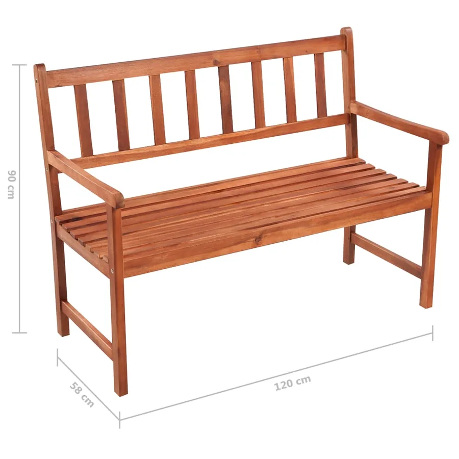 Banc de jardin avec coussin 120 cm Bois d'acacia massif - 9