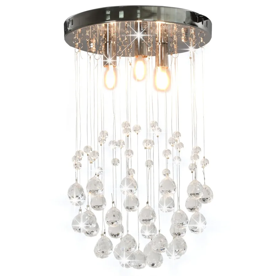 Plafonnier avec perles de cristal Argenté Sphère 3 ampoules G9