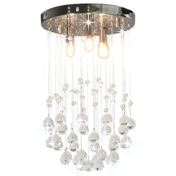 Plafonnier avec perles de cristal Argenté Sphère 3 ampoules G9