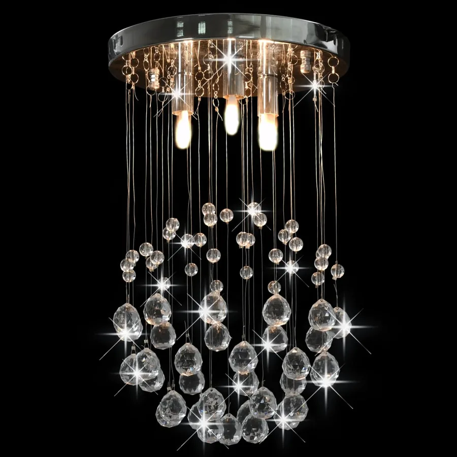 Plafonnier avec perles de cristal Argenté Sphère 3 ampoules G9 - 2