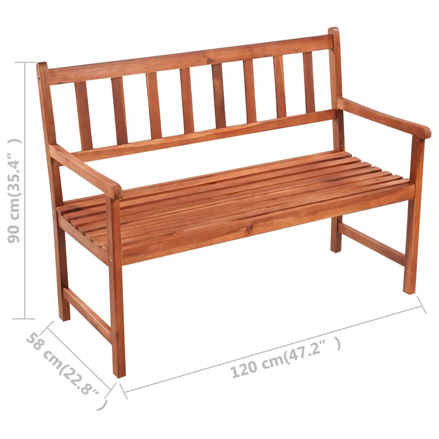 Banc de jardin avec coussin 120 cm Bois d'acacia massif - 9