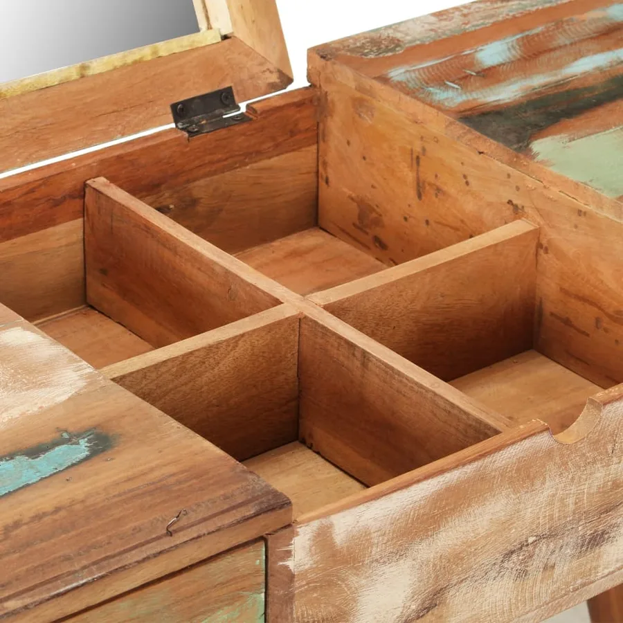 Coiffeuse avec miroir 112x45x76 cm Bois massif de récupération - 7