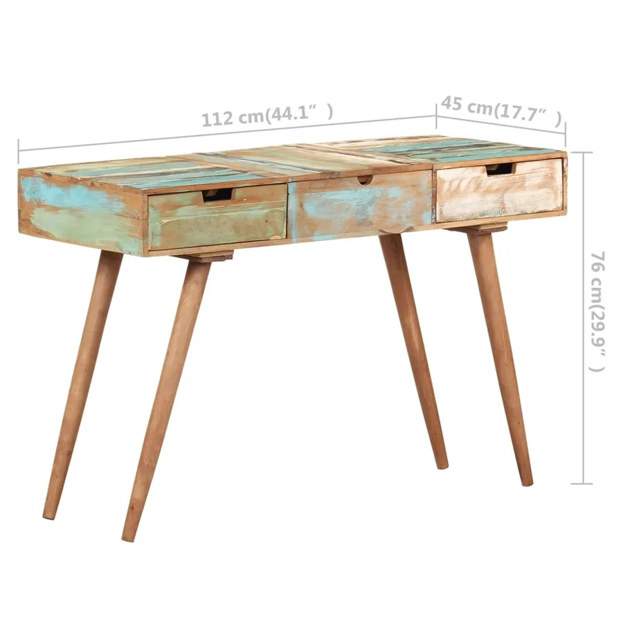 Coiffeuse avec miroir 112x45x76 cm Bois massif de récupération - 9