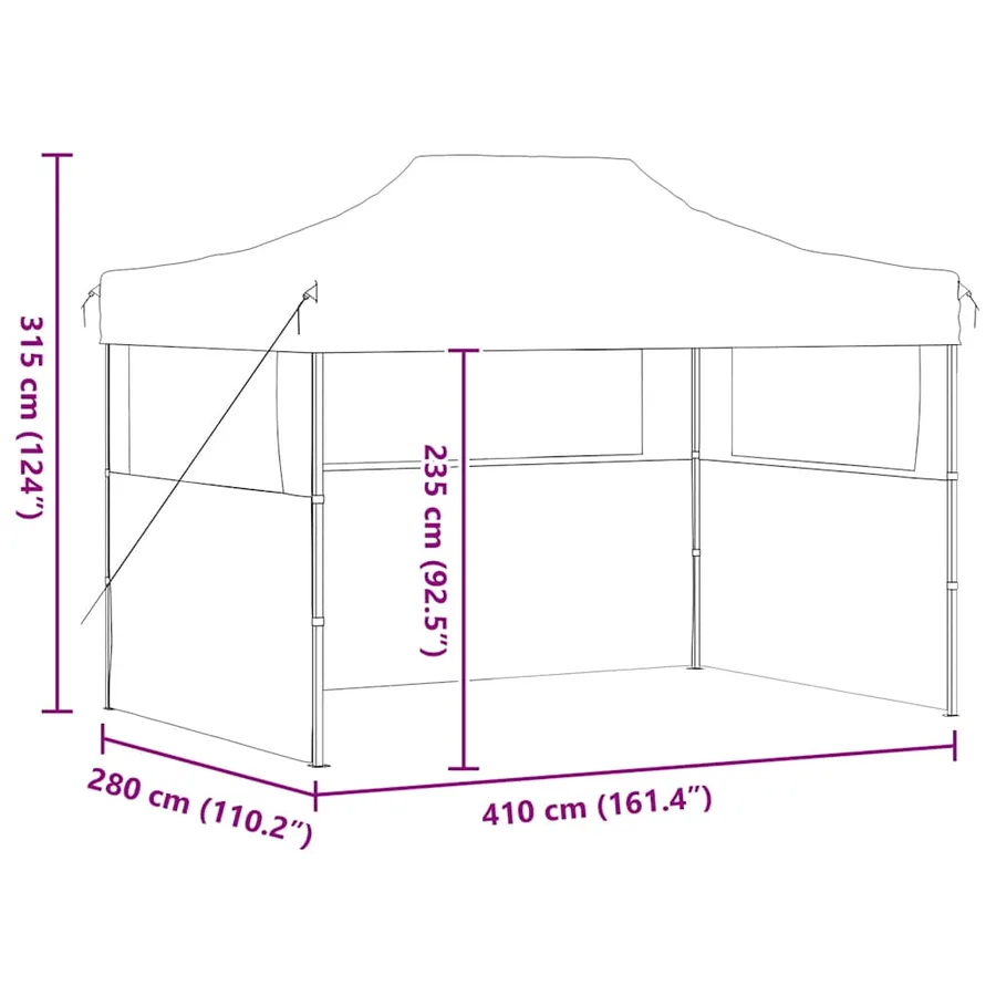 Tente de réception pliable avec 3 parois 3x4 m Acier Anthracite - 11