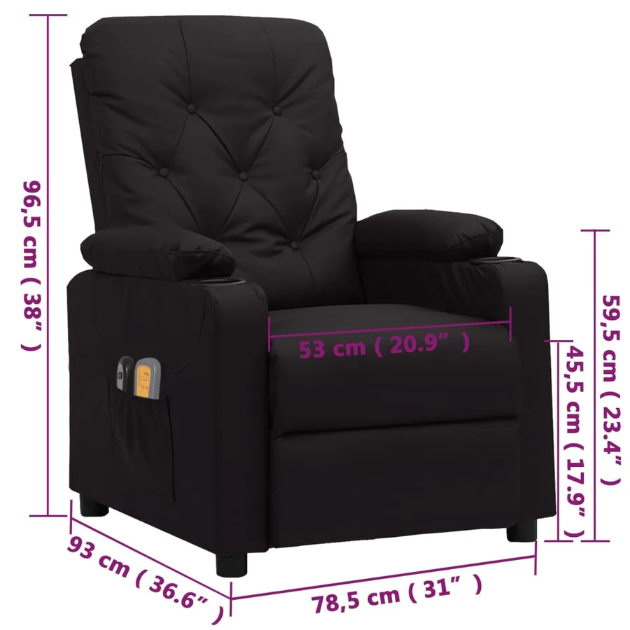 Fauteuil électrique de massage Noir Similicuir - 13