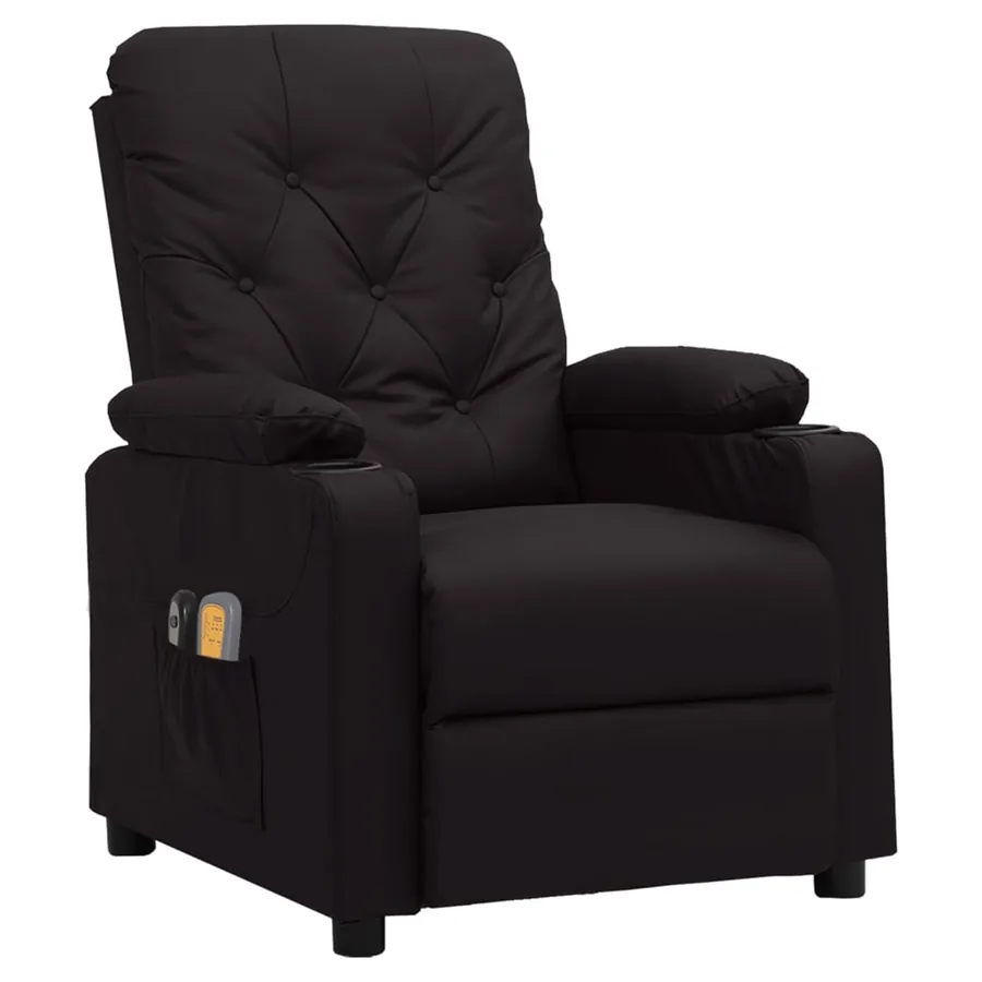 Fauteuil électrique de massage Noir Similicuir - 2