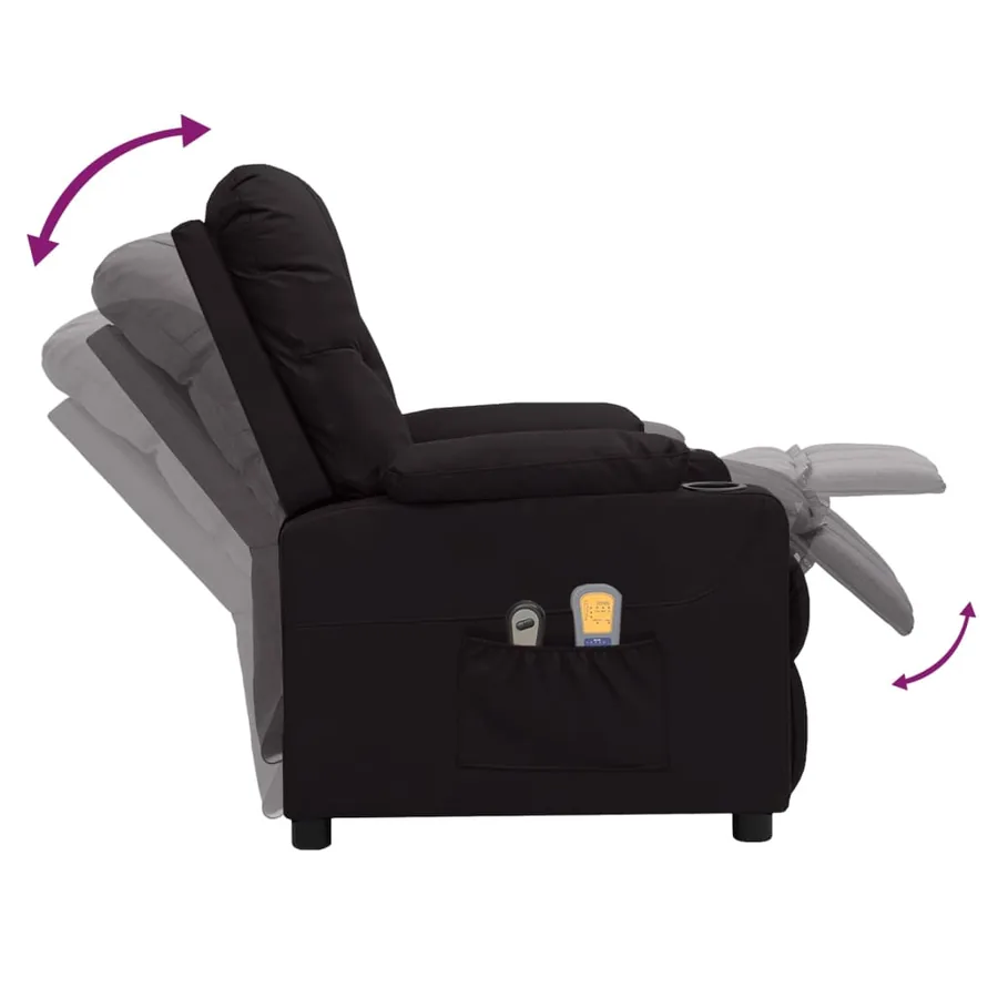 Fauteuil électrique de massage Noir Similicuir - 6