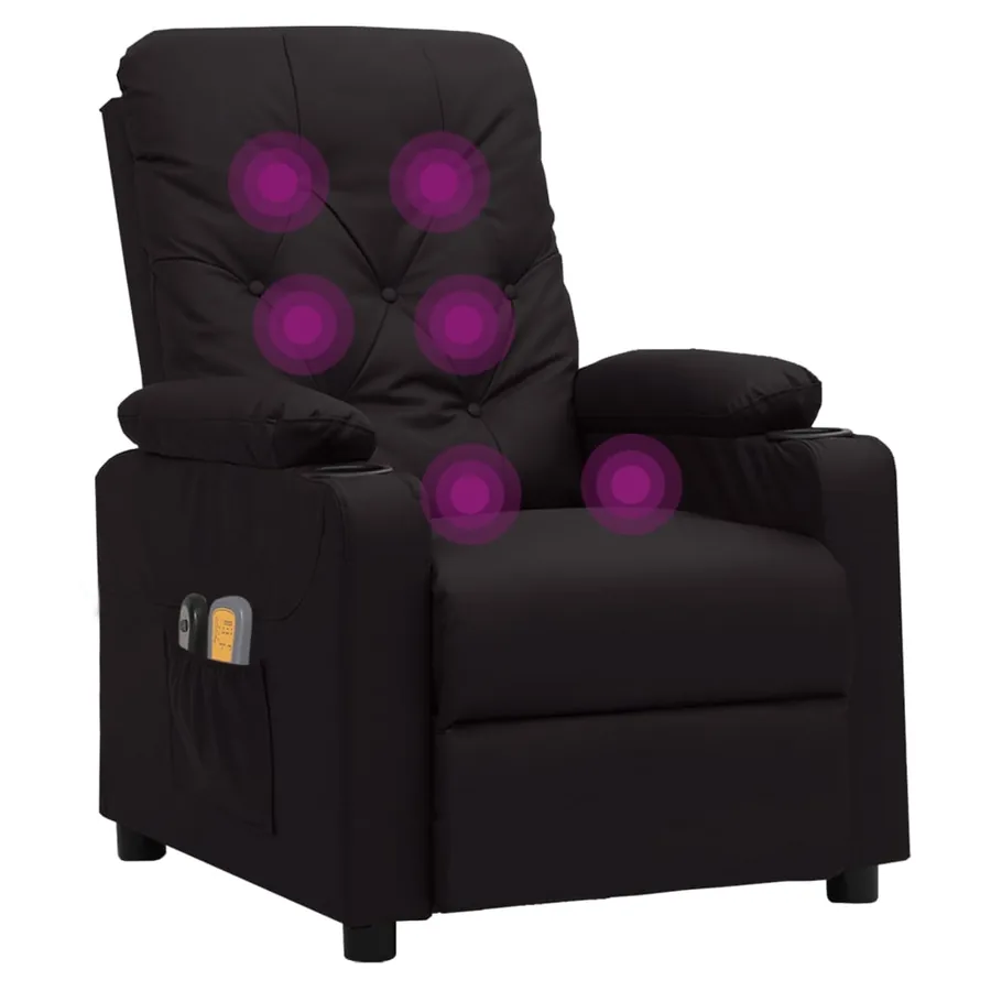 Fauteuil électrique de massage Noir Similicuir - 7