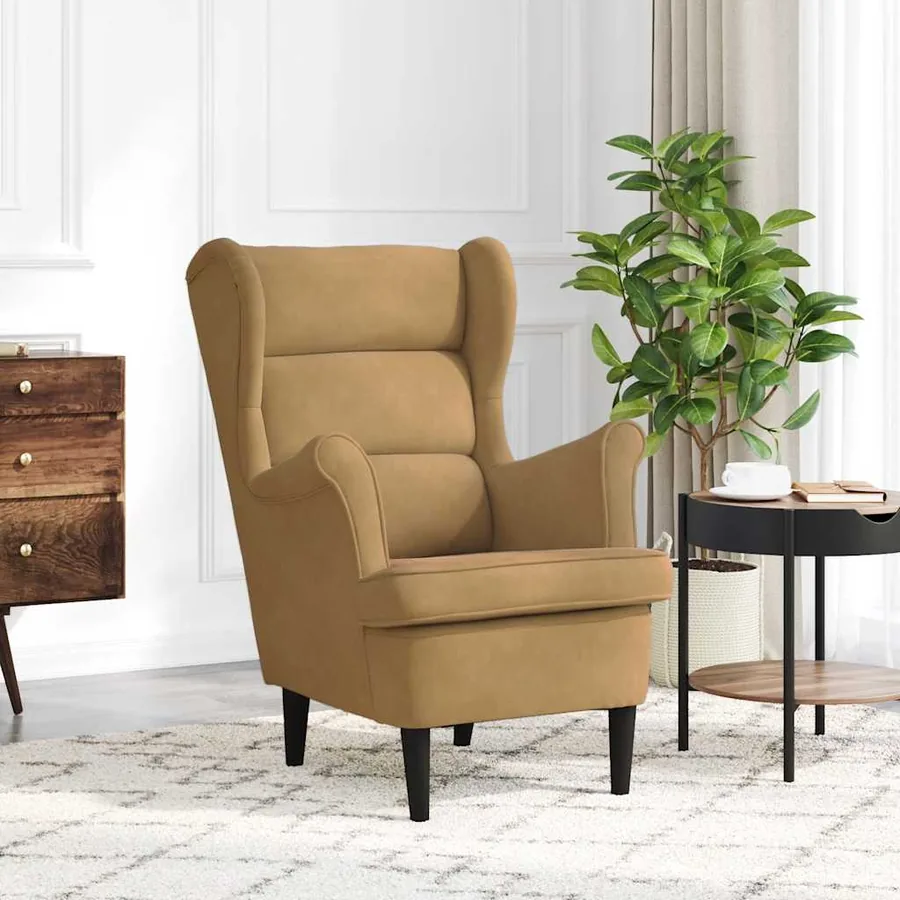 Fauteuil marron velours