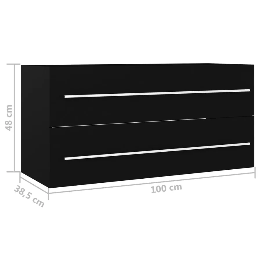 Armoire d'évier avec lavabo intégré Noir Aggloméré - 12