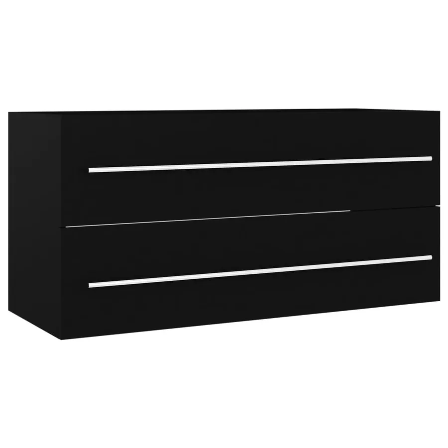 Armoire d'évier avec lavabo intégré Noir Aggloméré - 3