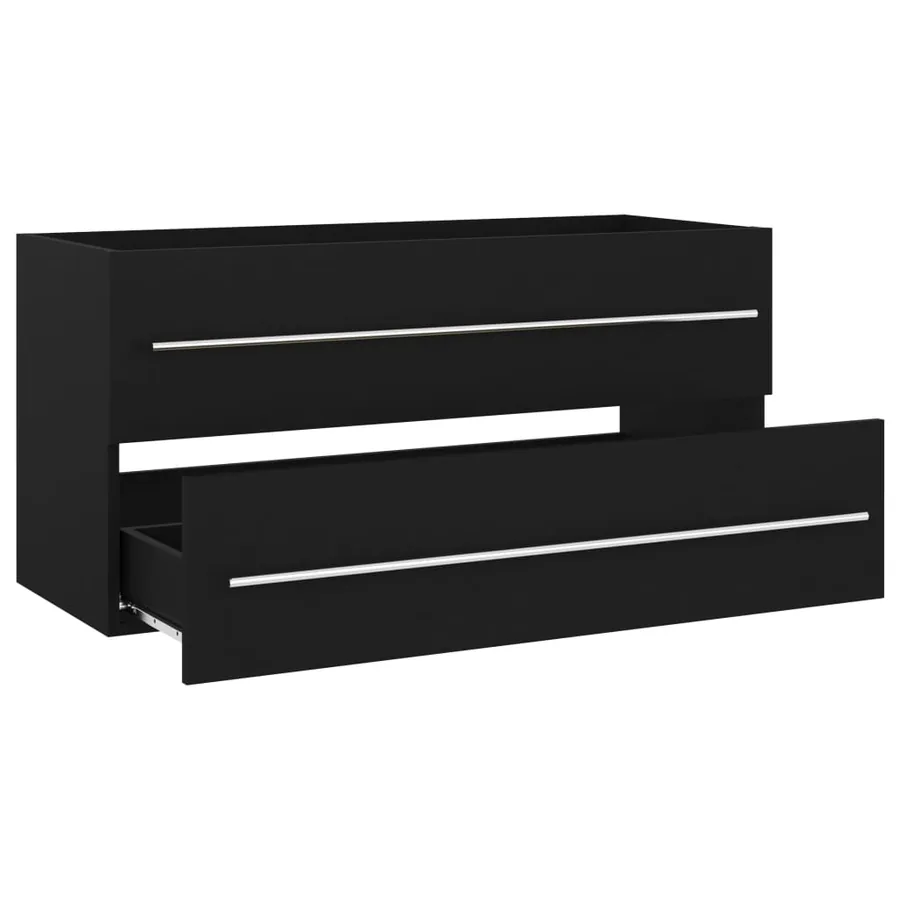 Armoire d'évier avec lavabo intégré Noir Aggloméré - 9