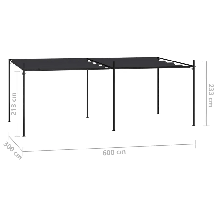 Belvédère avec toit rétractable 600x300x233 cm Anthracite - 7