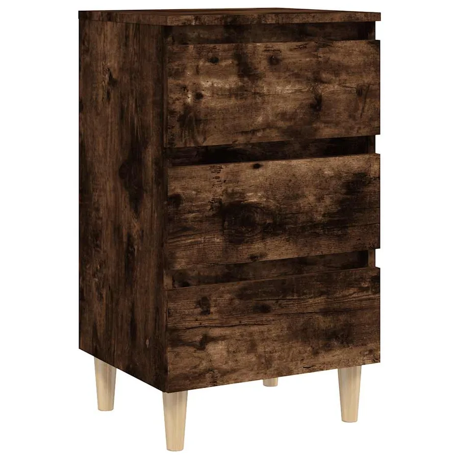 Tables de chevet et pieds en bois 2 pcs Chêne fumé 40x35x69 cm - 5