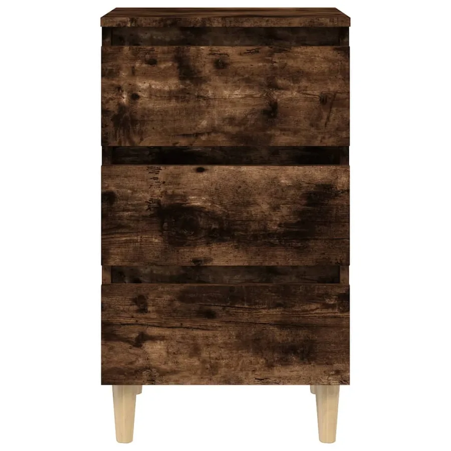 Tables de chevet et pieds en bois 2 pcs Chêne fumé 40x35x69 cm - 6