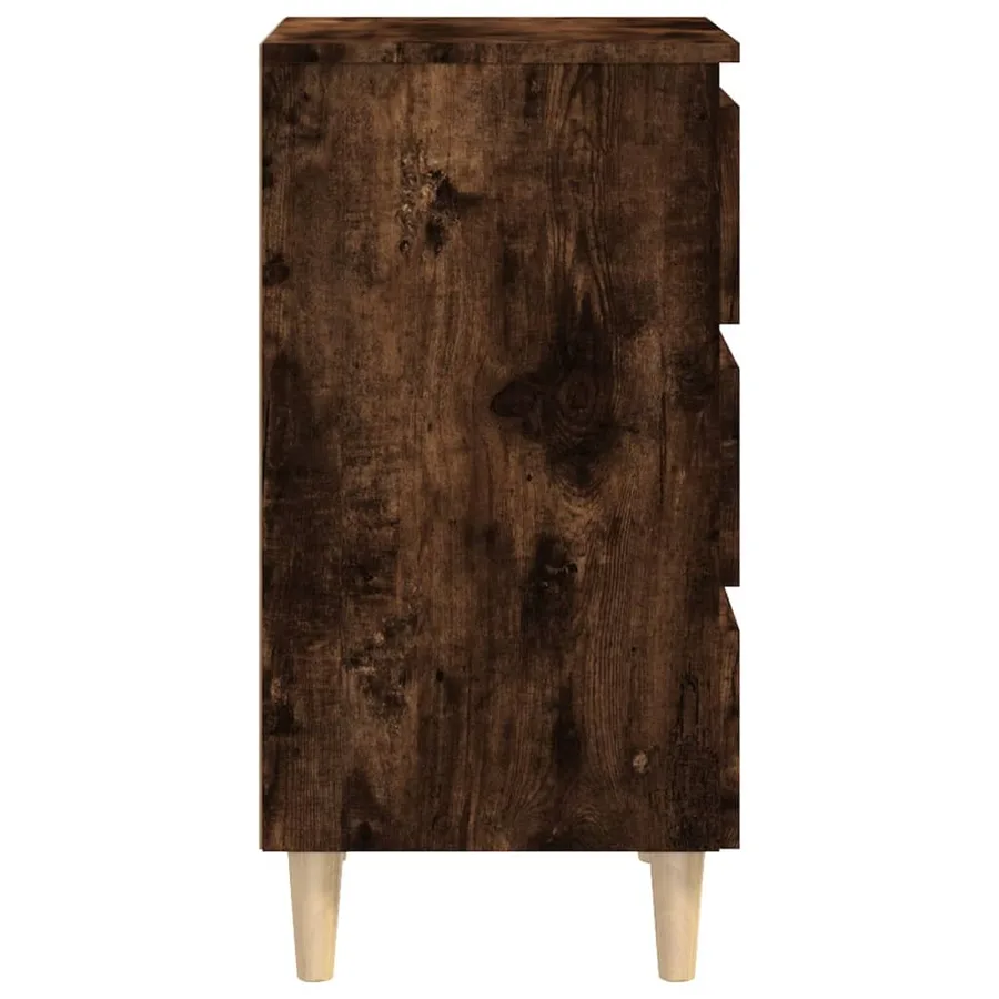 Tables de chevet et pieds en bois 2 pcs Chêne fumé 40x35x69 cm - 7