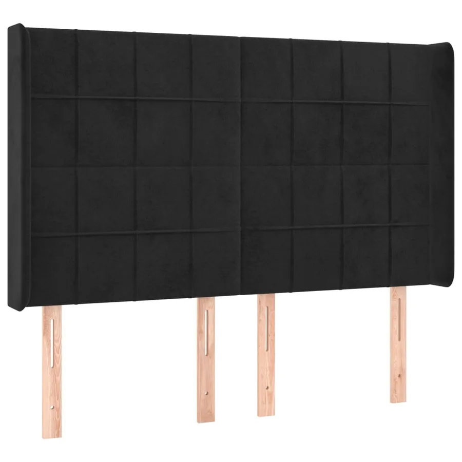 Tête de lit avec oreilles Noir 147x16x118/128 cm Velours - 2